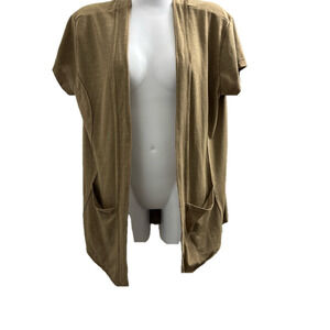 Eddie Bauer Tan Open Front Cardigan Size Medium